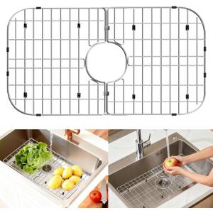 Sink Protectors for Kitchen Sink12132426,Detachable Kitchen Sink Mat 304 Stainless Steel Material Sink Rack for Bottom of Sink(26"x14" Center Drain)