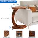 C Shaped End Table,Round Side Table for Couch Tables that Slide Under, TV Sofa Table for Small Spaces,C Table,Night Stand with Metal Frame for Bedroom,Living Room,Small Space(Brown)
