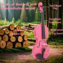 Crafteem 1/4 Fiddle Pick Colored Premium Violin Outfit for Beginners Adults Kids With 5 Color Fingering Tape- Handcrafted Student Beginner Violin. (Pink, 1/4)