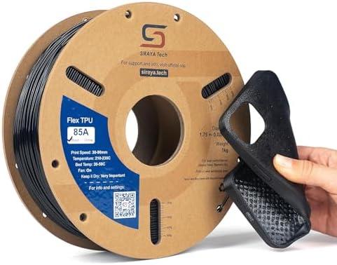Siraya Tech Flex TPU Filament - 85A Shore, ISO 10993, High Flexibility & Toughness, High Flow & Speed, Easy to Print, Moisture-Resistant Aluminum Bag - Ideal for Footwear, Protective Gear (Black, 1kg)