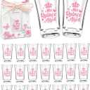 Quinceanera Party Favors for Guests-25 Sets 1.18oz Quinceanera Acrylic Clear Shot Glasses Bulk With Gifts Boxes Mis Quince Anos Quinceanera Sweet 15 Birthday Party Favors-Pink