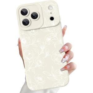 OOK Compatible with iPhone 17 Pro Max 6.9inch Case, Silicone Floral Flower Cute Pattern, Camera Protection Soft Slim Phone Cover for Girls Women -White Gardenias