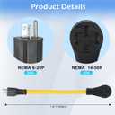 1.5FT NEMA 6-20P to 14-50R EV Charger Power Cord Adapter, ZDHQLHJ 20 Amp 3 Prong 6-20 Male Plug to 50 Amp 4 Prong 14-50 Female Receptacle, 20 Amp to 50 Amp for EV Level 2 Charging