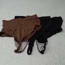 High Waisted Thongs Underwear for Women Seamless No Show Panties Soft Tagless High Cut Ladies Thong 3 Pack, Extra Large, Brown/Black 