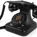 Retro Corded Phone, Office Desk Phones, Vintage Landline Telephone, Classic Push Button Analog Phone with Redial Function for Home Office Hotel School, Black