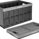 CleverMade Collapsible Storage Bins - Stone 1 Pack 46L - Stackable Containers Heavy Duty Capacity Folding Crates - Space-Saving for Home (46L, Pack of 1)