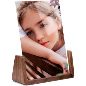5x7 picture frames, Solid Rustic Wooden Photo Frames with Walnut Wood Base and High Definition Acrylic Glass Covers - for Tabletop or Desktop Display (5x7 inch, Vertical)