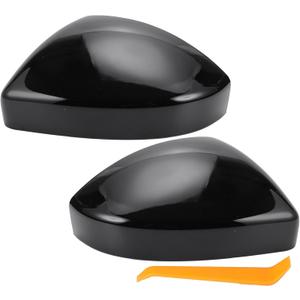 X AUTOHAUX Car Rear View Driver Passenger Side Mirror Cover Cap Replacement Gloss Black for Jaguar E-Pace F-Pace for Land Rover Discovery Sport Evoque 2015-2019