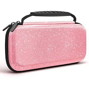 Glitter Carrying Case for Nintendo Switch and Switch OLED Console,Pink Hard Travel Case Shell Pouch for Nintendo Switch Console & Accessories,Protective Carry Case Compatible with Nintendo for Girls