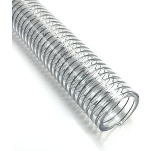 Clear Wire Reinforced Suction Hose 2” ID × 2-5/16” OD - 10ft Heavy Duty Flexible PVC Spiral Steel Wire Pipe High Pressure Vacuum Vinyl Tubing for Drawing Water Oil Powder (10 ft, 2" ID)