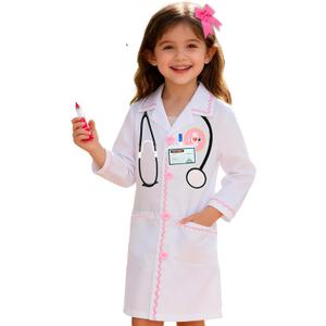 Doctor Costume for Kids Veterinarian Costume for Girls Doctor Dress Up Vet Lab Play Halloween