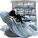 100pcs (50 Pairs) Disposable Shoe Covers, Waterproof Shoe Boot Indoors, Non-slip CPE Shoe Cover, Fit Size up to 11 US Men and up, for Home, Office, Supermarket, Laboratory (Silver, CPE)