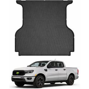 Mixsuper Truck Bed Mat for Ford Ranger SuperCrew 2019-2023, Only Fit 5ft Bed, All Weather Truck Bed Liner Rugged TPE Durable Odorless Black