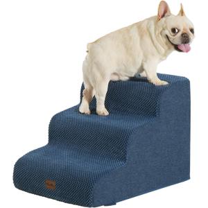 Made4Pets Dog Stairs Ramp for Small Dogs 15.7" H, 3-Step Dog Steps for Bed Couch Sofa and Chair, 35D Foam Pet Steps for Small Dogs and Cats, Non-Slip Bottom Pet Stairs, Navy