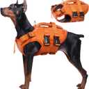 Kuoser Dog Life Jacket High Flotation, Reflective Dogs Life Vest for Swimming Boating, Adjustable Large Dog Lifejacket, Lightweight Dogs Life Preserver Rescue Handle Spring Summer Pool (Large (Chest Girth:22.8-29.5''), Orange)