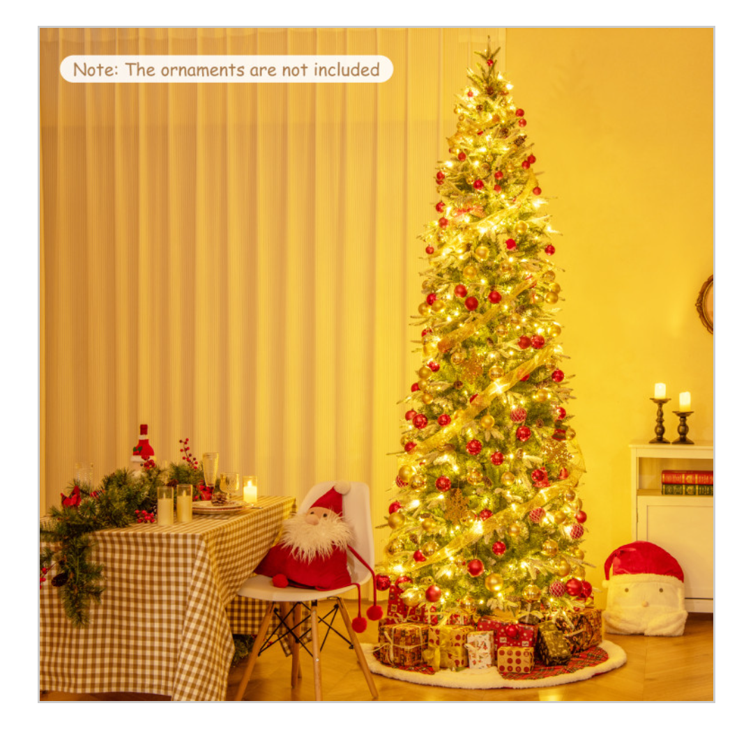 Total Tactic CM24991US-L 9 ft. Pre-Lit Artificial Snow Flocked Hinged Christmas Tree