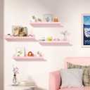 Upsimples Acrylic Shelves for Wall Decor, 15" Display Shelf Perfume Organizer for Bathroom, Bedroom, Living Room, Floating Bookshelves for Kids, Pink, 4 Pack, 15x4"