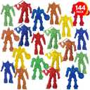 ArtCreativity 144 Mini Robot Figurines, Assorted Colors & Poses, Cupcake Toppers, Goodie Bag Fillers, Party Favors for Kids
