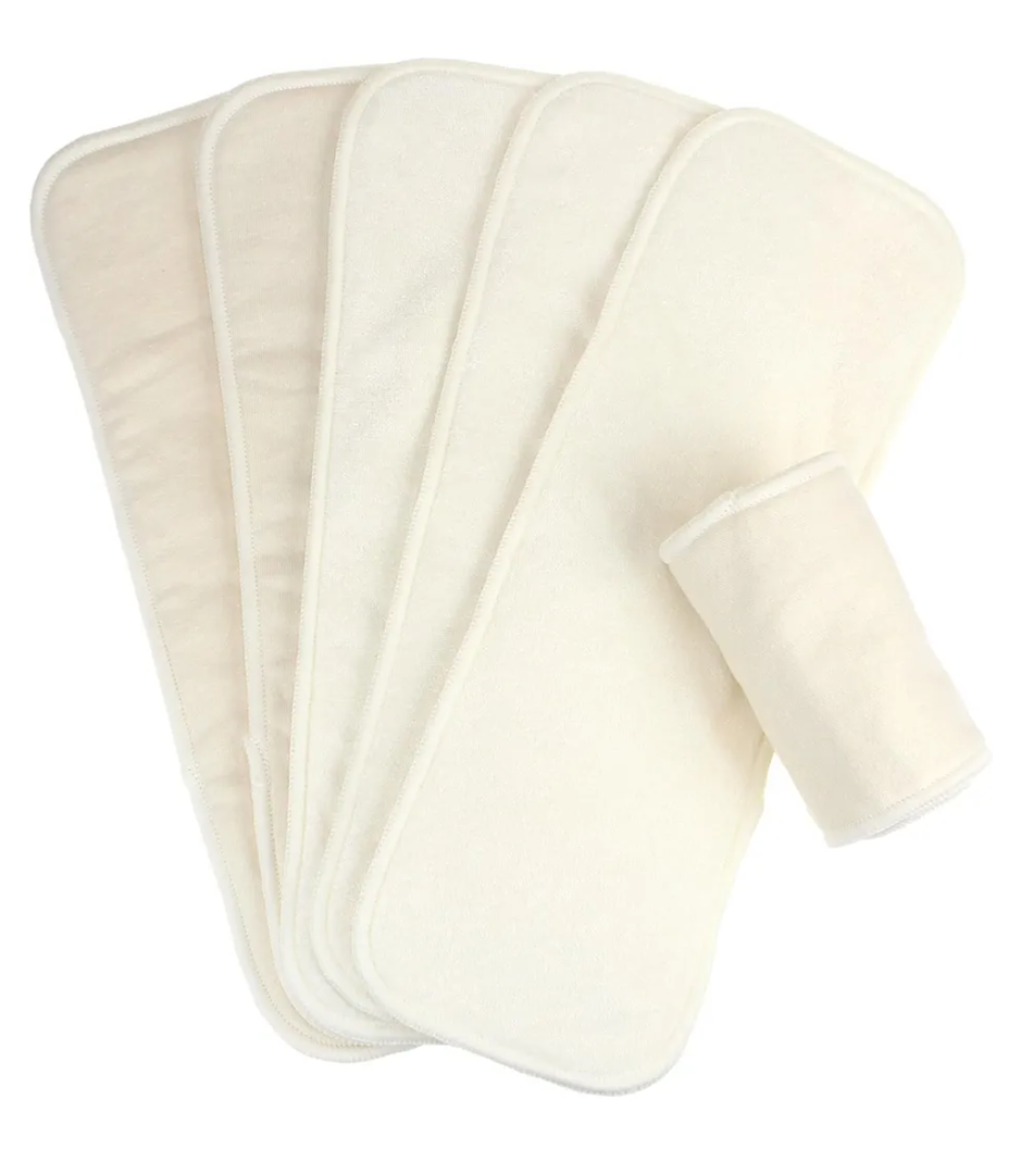 Mama Koala 6Layer Natural Cotton Cloth Diaper Inserts, Adjustable and Reusable for Any Baby Cloth Diaper (6 Pack)