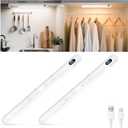 WILLED Under Cabinet & Closet Lights, Motion Sensor, Rechargeable, Magnetic, 3 Color Temps, Dimmable LED Light Bar for Indoor Kitchen Counter (2 Pack, White)