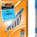BIC Round Stic Grip Xtra Comfort Blue Ballpoint Pens, Medium Point (1.2mm), 36-Count Pack, Excellent Writing Pens With Soft Grip for Superb Comfort and Control