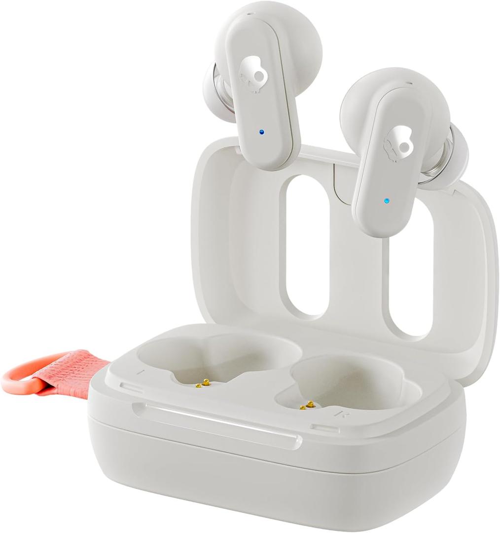 Skullcandy Dime 3 Wireless Earbuds, Bluetooth Headphones, Noise Isolating Fit, Up to 20 Hours Battery, Microphone for iPhone Android, Easy Carry with Integrated Lanyard - Bone