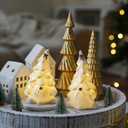 2 x Ceramic Christmas Tree Gnomes Decoration for Tabletop Christmas Decor Indoor, White Gnome Lighted Ceramic Trees Decor