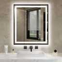 LED Bathroom Mirror, 24x32 Inch Gradient Front and Backlit LED Mirror for Bathroom, 3 Colors Dimmable CRI>90 Double Lights, IP54 Enhanced Anti-Fog, Lighted Mirror