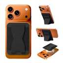 Volcn For MagSafe Wallet with Adjustable Stand Grip,5 Card Elasticity Holder Stronger Magnetic Slim Wallet for iPhone Air 17/16/15/14/13/12 Pro (Black)