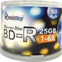 Smartbuy 50 Pack Bd-r 25gb 6X Blu-ray Single Layer Recordable Disc Logo Top Blank Data Video Media 50 Disc Spindle