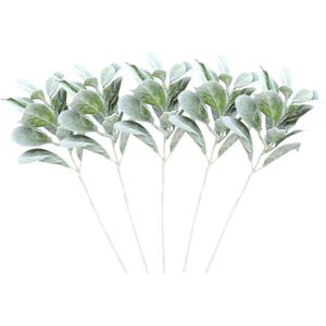 Realistic Simulation Leaves 5pcs Artificial Rabbit Ear Leaves Light Green Decorative Ornaments Perfect for Wedding Home Party Garden Decor