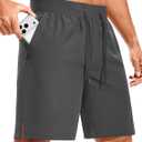 ASPO Men's Workout Shorts Quick Dry Athletic Running Short with Zipper Pockets Lightweight 7" for Gym Basketball (L)