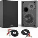 BESTISAN 4 Inch Powered Bookshelf Speakers with Deep Bass, Bluetooth 5.0 Studio Monitor Speakers, 2.0 Neared Field Audio Speakers with 2 RCA Line Input, Set of 2 Black-New Model