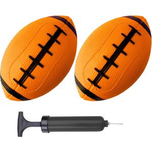 ABAJI Toy Football 2PCS 6 inch Small Mini Ball for Kid Toddler Soft Rubber Come with Random Color Pump Needle Boys Girls Gift Party Decor (Orange)