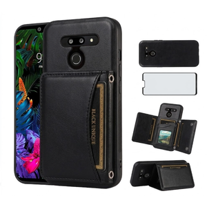 Asuwish Phone Case for LG G8 ThinQ Wallet Cover with Tempered Glass Screen Protector and PU Leather Credit Card Holder Stand Cell Accessories LGG8 Thin Q G 8 LG8 G8thinq LGG8thinq 8G Women Men Black