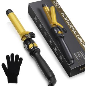 DAN Technology 1 Inch Curling Iron Wand for Soft Natural Waves, Tourmaline Ceramic Hair Curler with 180F430F Adjustable Temperature, Fast Heating, Dual Voltage, Auto Shut-Off, Black & Gold
