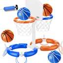 VROGTIK Dual Pool Basketball Hoop, Summer Toys for 3-12Years Kids Floating Pool Toys Ring Game with 4 Balls 8 Rings & Pump Outdoor Swimming Pool Basketball Games Water Play Toy for Boys & Girls