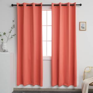 YGO Coral Blackout Curtains for Bedroom 2 Panels Set Room Darkening Drapes Thermal Insulated Solid Grommets Window Treatment Pair for Living Room W52xL84 inch