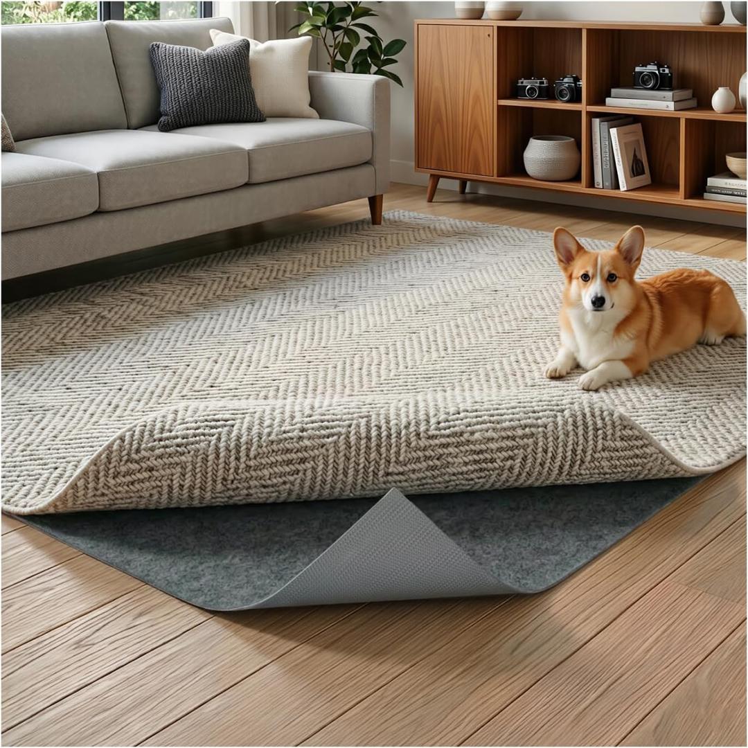 Felt Rug Pad, 5 x 7 Ft Rubber Non-Slip Rug Pad Gripper, Keep Rugs Secure and in Place, Extra Strong Under Carpet Mat Cushion - for All Floors