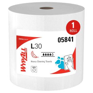 WypAll GeneralClean L30 Cloths Heavy Duty Cleaning Wipes, Jumbo (05841), Strong and Soft Towels, White (1 Roll of 875 Sheets, 875 Sheet Total)