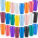 24 Pcs Reusable Coffee Cups with Lids 16 oz Travel Hot Cups Microwavable Plastic Tumblers Coffee Mugs for Hot and Cold Drinks (Bright Colors)