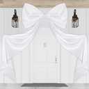 79 x 47 Inches Giant Bow Decoration Extra Large Satin Bow with Long Streamers Coquette Birthday Party Decoration for Fireplace Mirror Wall Tree Arch Wedding Decorations(White)