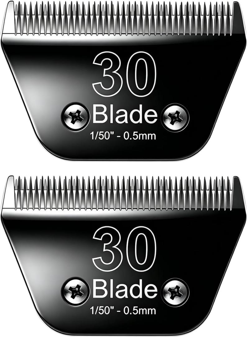 2PCS 30W Wide Blades for Dog Grooming Blades Compatible with Andis Dog Clippers,Stainless Steel Dog Clipper Blades Compatible with Oster A5,Wahl km10 for Animal Dog,Cat,Horse,Black