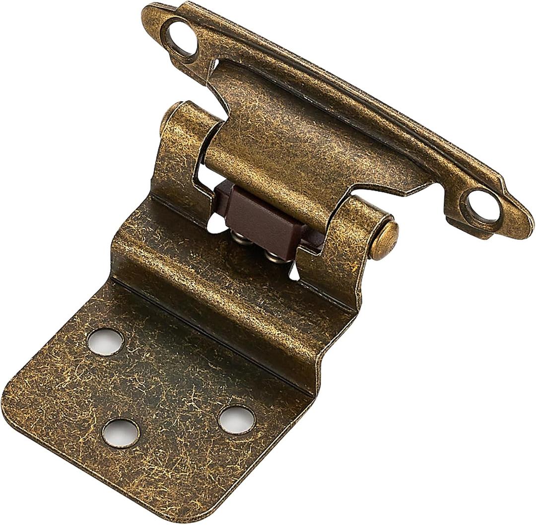 Ravinte 50 Packs 25 Pairs 3/8" Inset Antique Brass Cabinet Hinge, Self Closing Hinges for Kitchen/Bathroom/Furniture Cabinets & Doors, Decorative Cabinet Hardware Kitchen Cabinet Hinge with Door Bumper