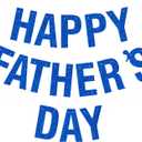 Happy Father's Day Glitter Blue Banner Bunting Banner for Dad Father's Party Decorations Backdrop Garland for Father's Day (Dark Blue)