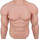 Silicone Muscle Suit with Arms for Men, Realistic Muscular Chest & Abs Half-Body Cosplay & Performance (Ivory)