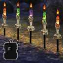 LJLNION Halloween Decorations, 5 Pack Halloween Garden Stake Lights, Tabletop Candle Light with Skeleton Ghost Hand, Waterproof & Battery Operated, Light Up Yard Stakes for Indoor/Outdoor Garden Decor