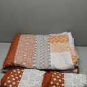 WONGS BEDDING Burnt Orange Quilt Queen Size, Bohemian Stripe Quilt Sets 3 Pieces Orange Boho Quilted Bedspread Set Lightweight Microfiber Coverlet Bedding Set All Season (96"x90")