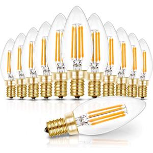 Hizashi E12 Candelabra LED Light Bulb 40 Watt 90+CRI Chandelier Light Bulbs Dimmable, B10 LED Candelabra Bulbs, 4W, 450LM 2700K Soft White, Candle Light Bulbs, UL Listed, 12 Pack