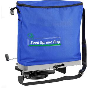 Zipcase 25lb Bag Seed Spreader with Waterproof Bag, Rare Baffle and Accurate Gears, Handheld Grass Seed Spreaders for Lawns, Blue